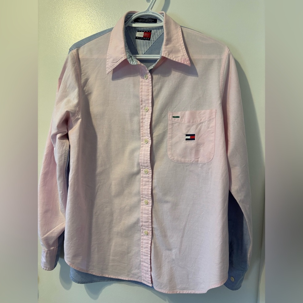 3 for $15😍 Tommy Hilfiger Pink and Blue Striped Collar Shirt